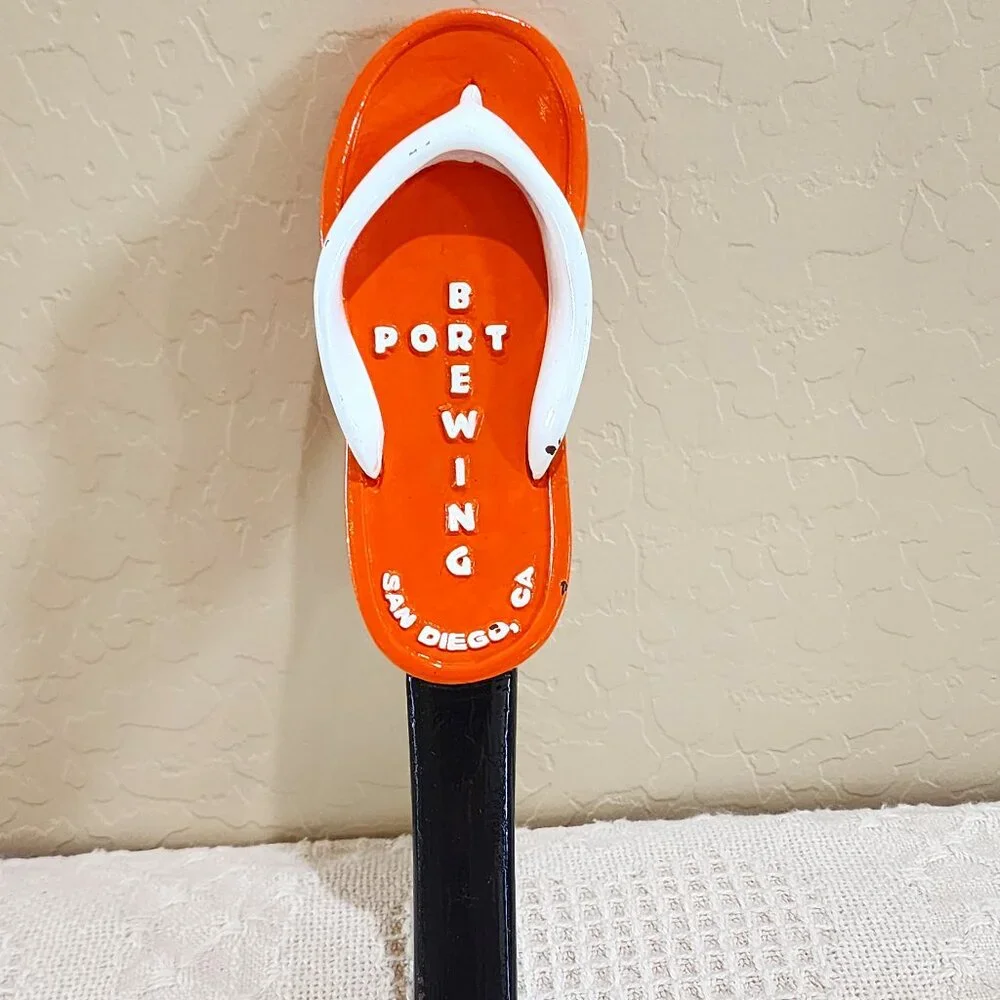 Original Port Brewing Orange Flip Flop Sandal San Diego CA Beer Pull Tap Handle